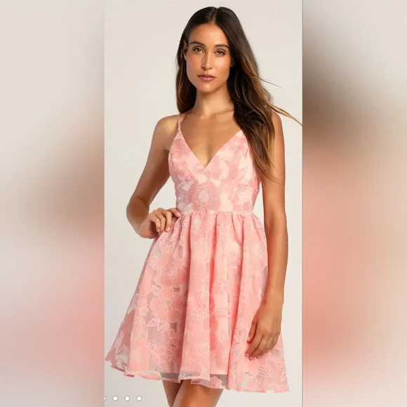 Lulus | Dresses | Lulus Floral Feelings Pink Floral Jacquard Babydoll Mini  Dress Large Nwt | Poshmark